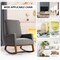 Costway Mid Century Rocking Chair Nursery Armchair Retro Fabric Upholstered Gray